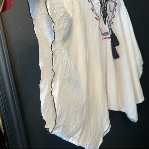 Bisou Bisou Boho over fit top tunic blouse Size: S Color: white/ black - Picture 7 of 12